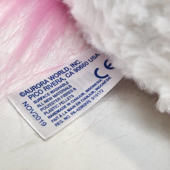 Aurora Purely Luxe White Pink Unicorn Plush 13" Stuffed Animal Soft Toy - Picture 8 of 8